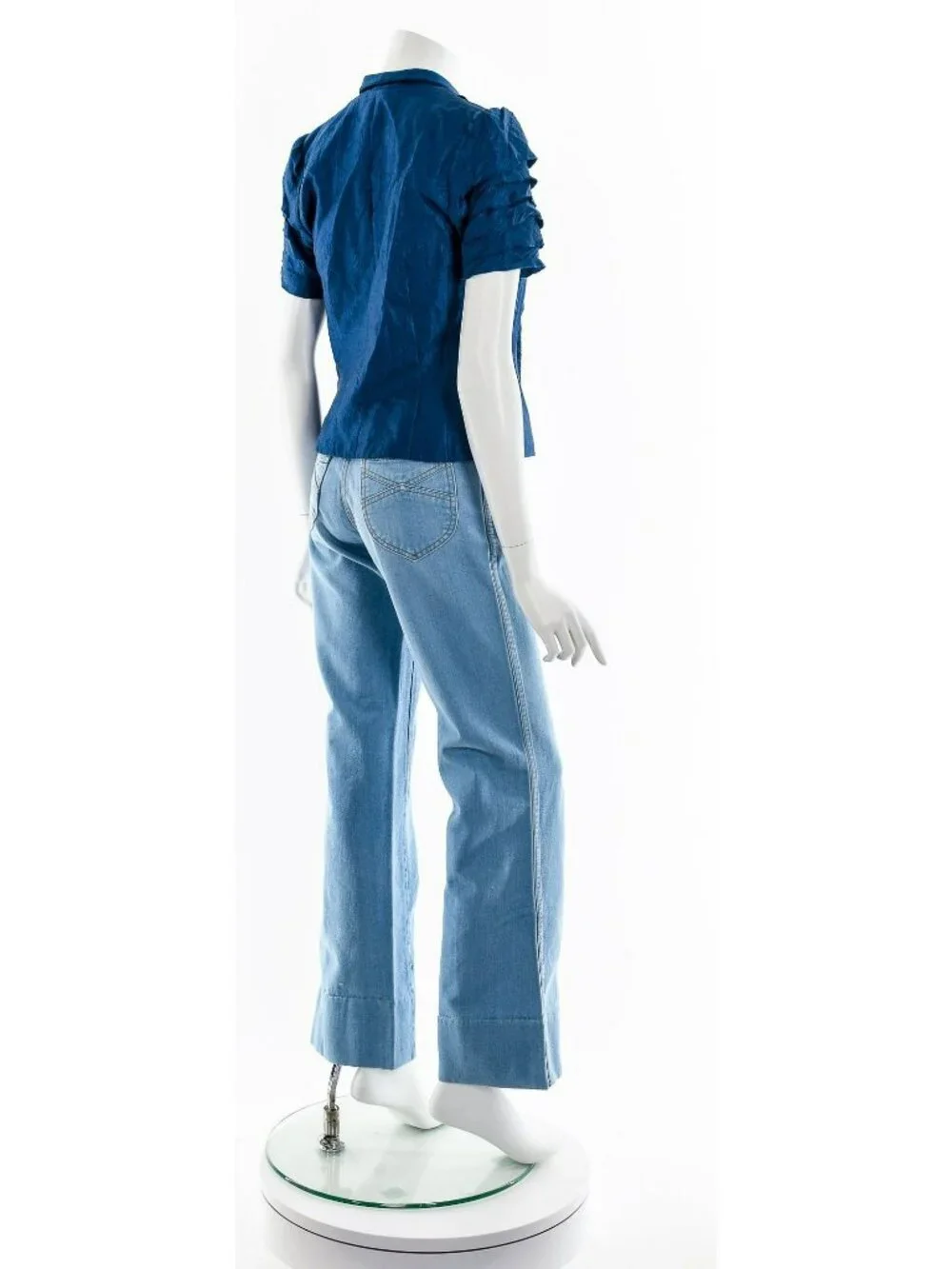 Blue Ruffle Button Up Jacket - Picture 6 of 10